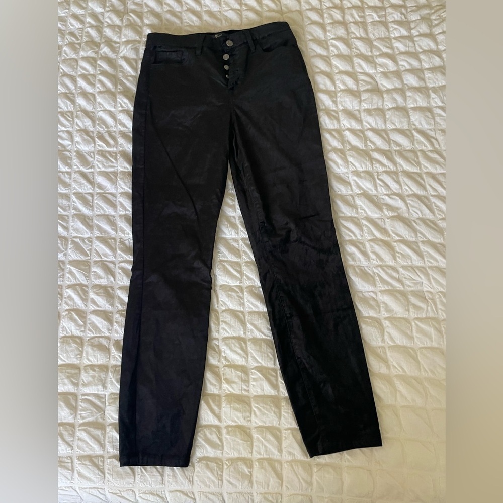 7 For All Mankind High Rise Black Velvet Pants